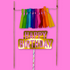 Cake Topper Pompom Arcoiris + Happy Birthday Huecos